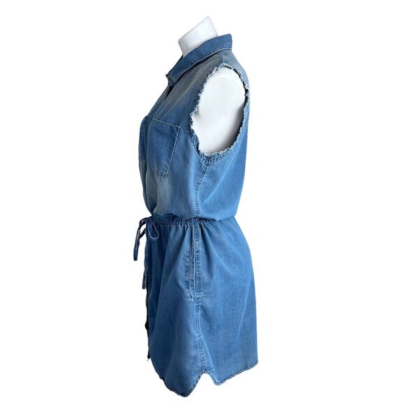 Spoon Chambray Dress Coastal Cowgirl Button Front Denim Shirt Dress Size Large - Picture 13 of 14